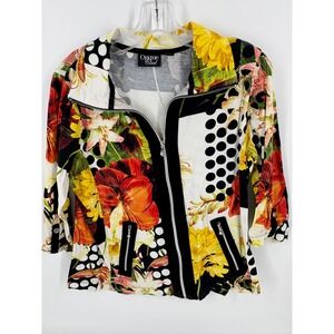 Onque Casual Floral Polka Dot Zip Up‎ Jacket Women's Small
